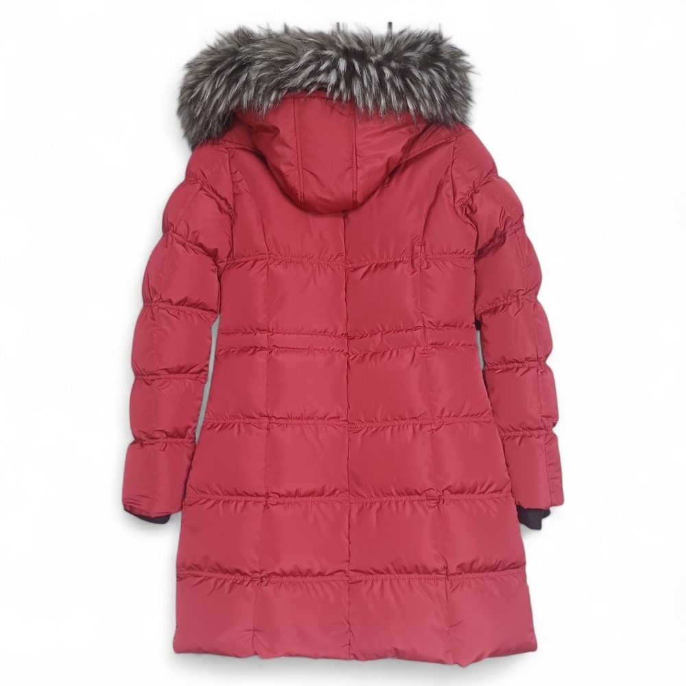 Canadian Outdoors Womens Red Small Parka Long Puffer Coat Faux Fur Hood Jacket - Picture 2 of 15